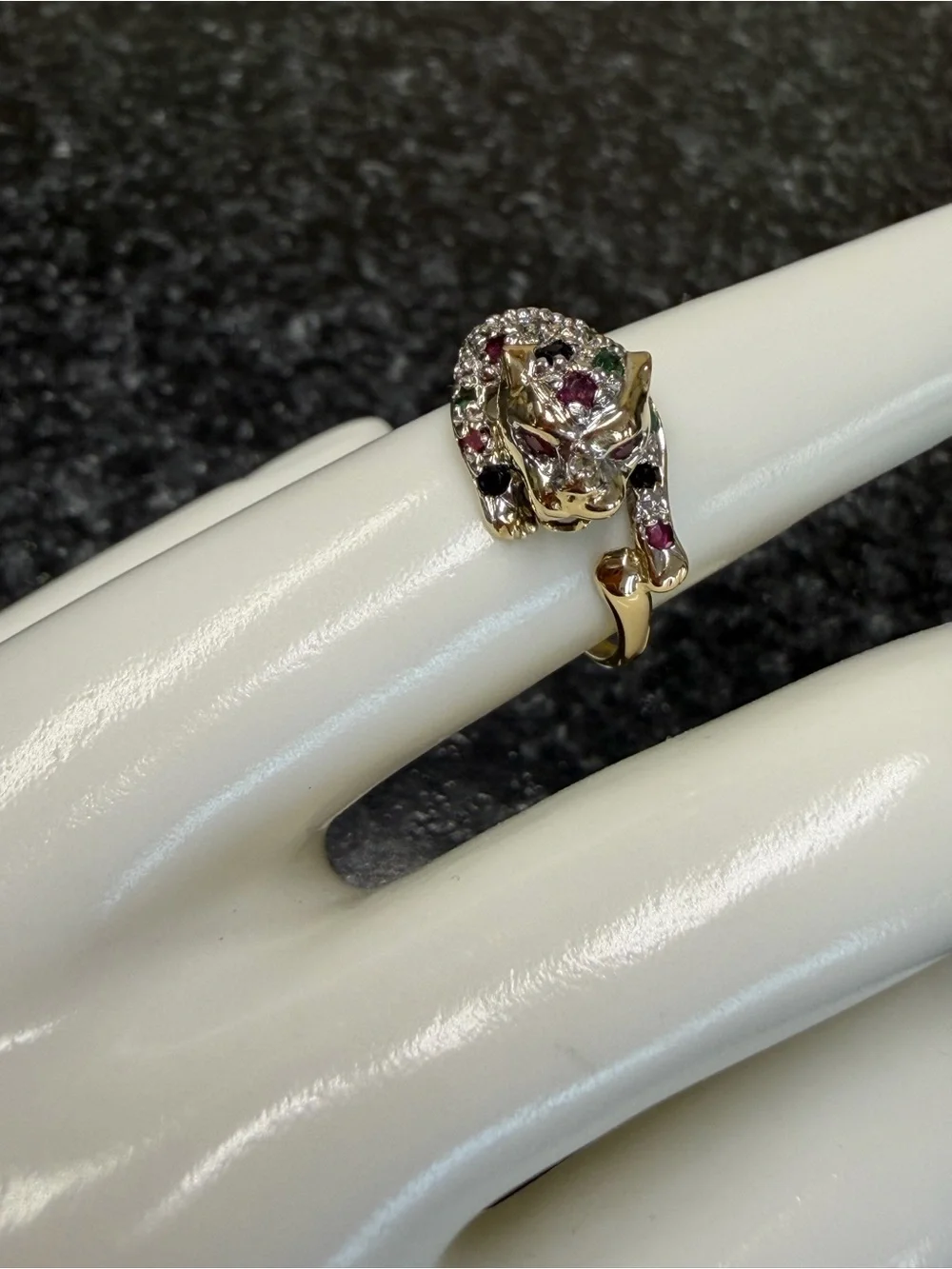 14k panther multi stone ring